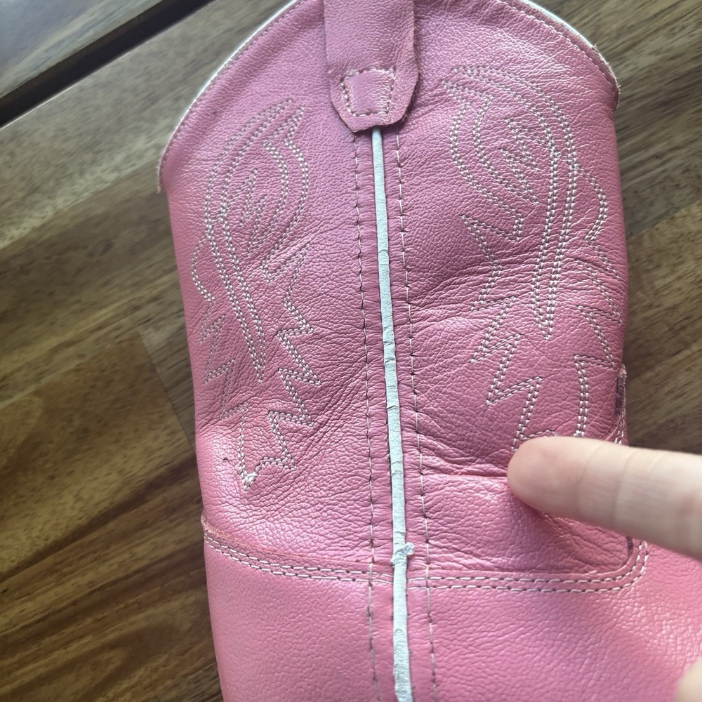 OLD WEST Pink Corona Leather Pull-On Cowboy Western Boots Toddler Girl Size 9.5D - Picture 4 of 16